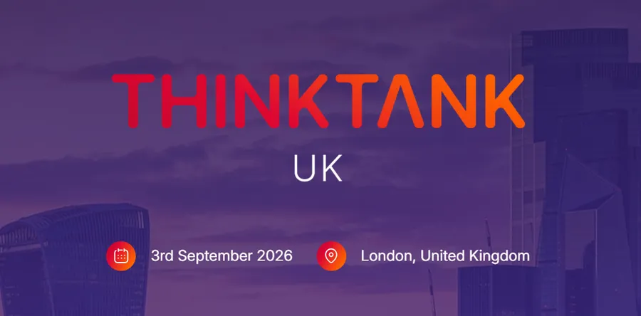 Image of the think tank event in London, September 2026: purple background and orange text