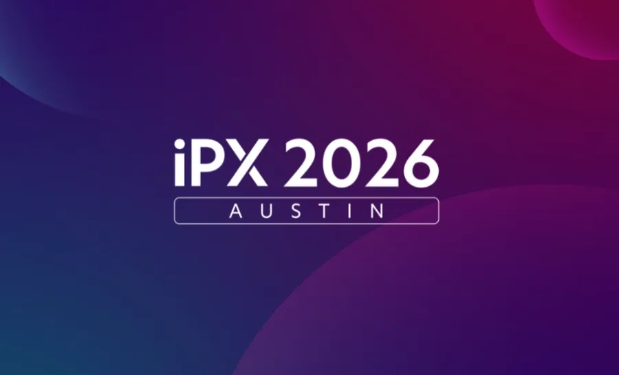 IPX 2026 event, purple background, white text
