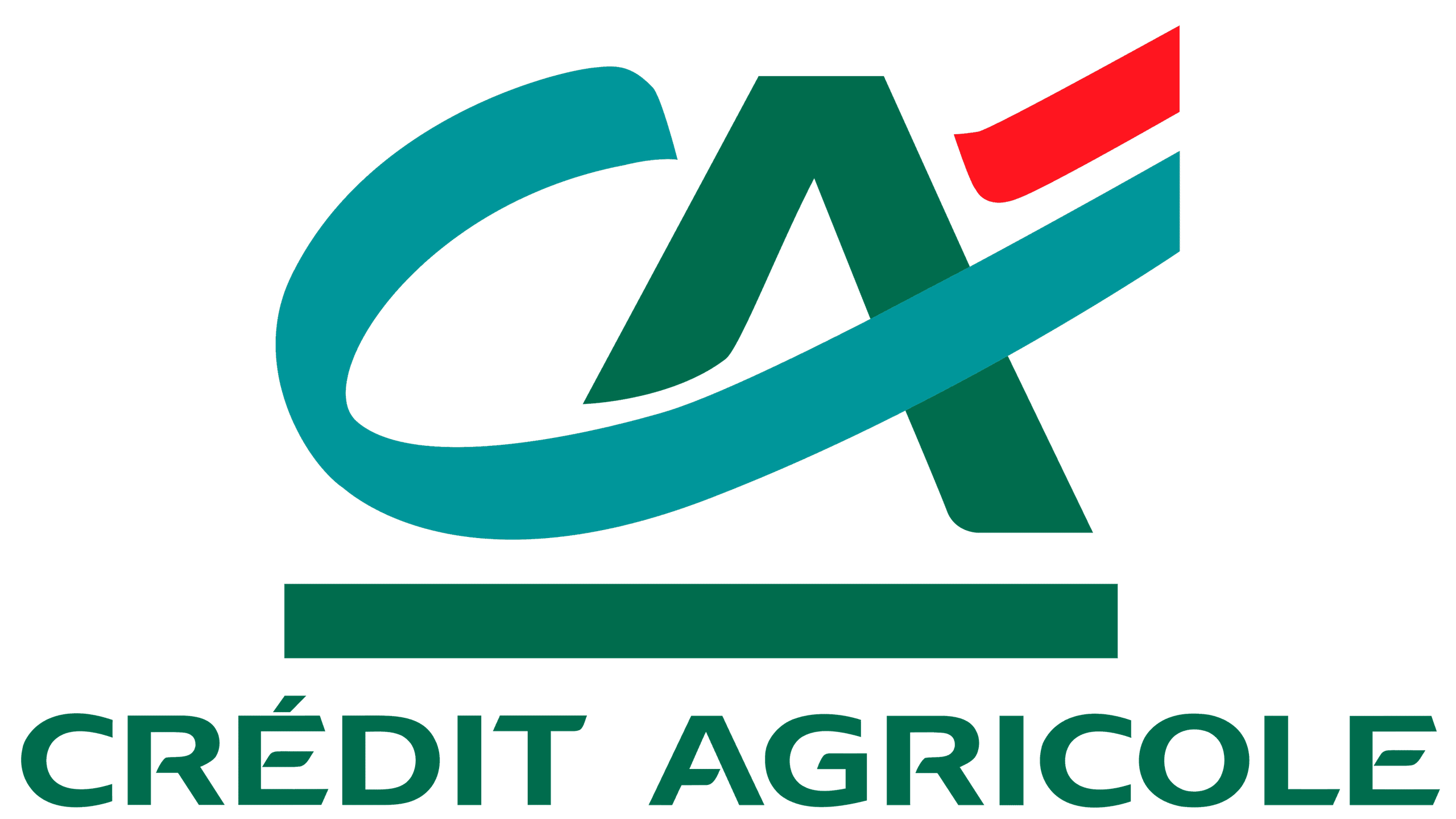 Crédit Agricole logo, green text on a transparent background