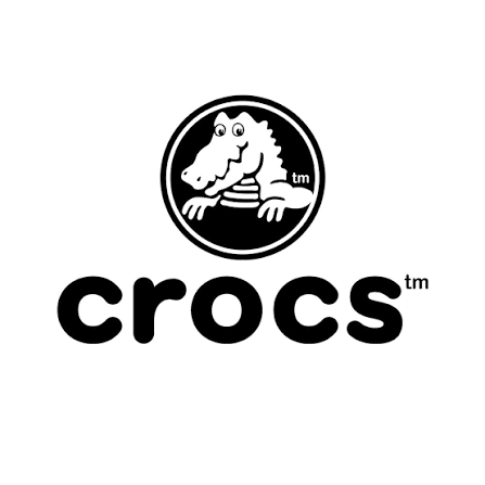 Crocs logo with black text and an image of the crocodile on a white background