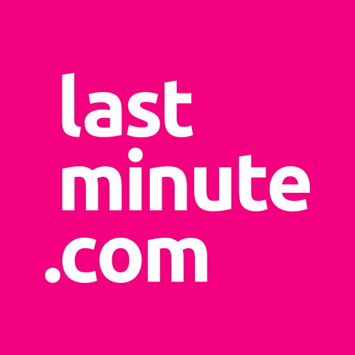 lastminute.com logo, white text on a fuchsia background