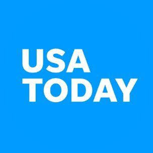 USA Today logo, white text on a light blue background